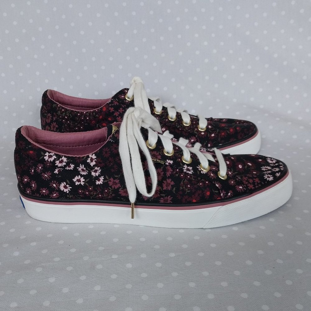 Keds Jump Kick Black and Pink Floral Print Lace Up Sneaker NWOB - Picture 2 of 10